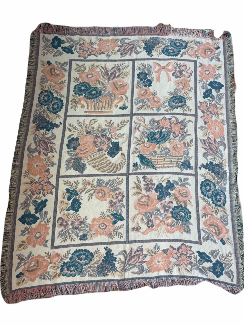 Cottagecore Vintage Croquette Tapestry Throw Blanket 45”x55”